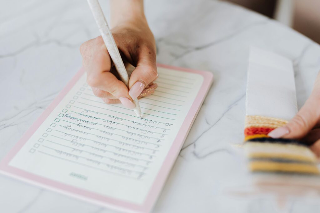 writing on a notepad